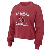 Ensemble de détente pour femme WEAR by Erin Andrews Cardinal Arizona Cardinals avec t-shirt à manches longues et short en tricot gaufré