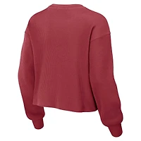 Ensemble de détente pour femme WEAR by Erin Andrews Cardinal Arizona Cardinals avec t-shirt à manches longues et short en tricot gaufré