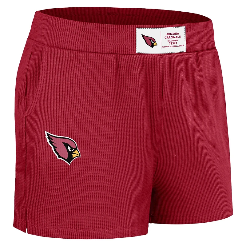 Ensemble de détente pour femme WEAR by Erin Andrews Cardinal Arizona Cardinals avec t-shirt à manches longues et short en tricot gaufré
