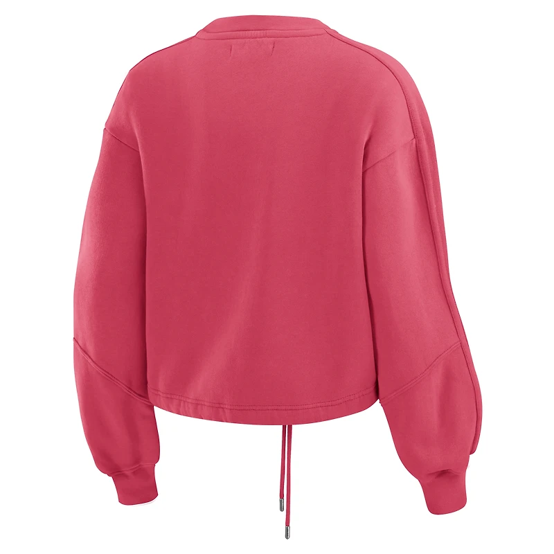 Women's WEAR by Erin Andrews Cardinal Arizona Cardinals Washed Fleece Long Sleeve T-Shirt & Shorts Lounge Set