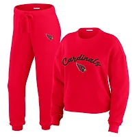 Women's WEAR by Erin Andrews  Cream Arizona Cardinals Plus Knitted Tri-Blend Long Sleeve T-Shirt & Pants Lounge Set