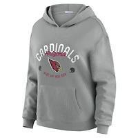 Women's WEAR by Erin Andrews Gray Arizona Cardinals Waffle-Knit Long Sleeve Hooded Shirt & Pants Lounge Set