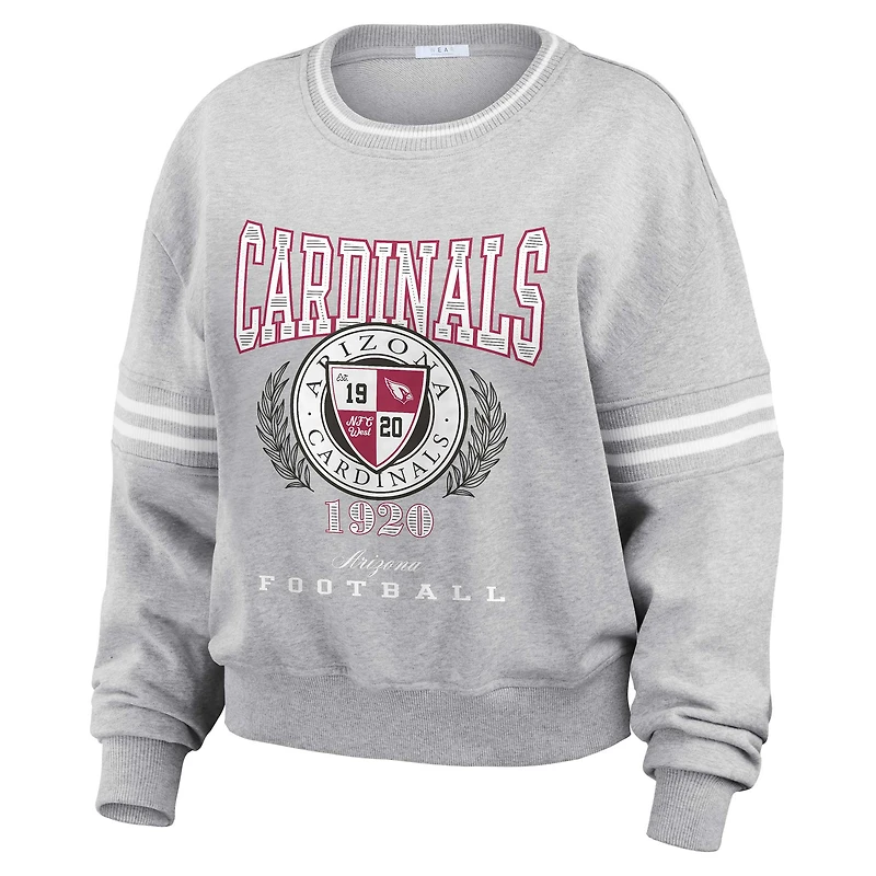 Sweat-shirt court gris chiné Arizona Cardinals pour femme WEAR by Erin Andrews