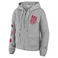 WEAR by Erin Andrews Sweat à capuche entièrement zippé gris chiné des Arizona Cardinals pour femmes