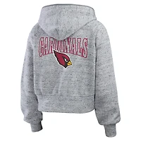 Women's WEAR by Erin Andrews  Heather Gray Arizona Cardinals Speckled Fleece Cropped Full-Zip Hoodie