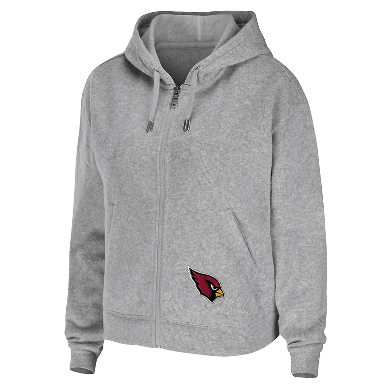 Women's WEAR by Erin Andrews Heathered Gray Arizona Cardinals Team Full-Zip Hoodie