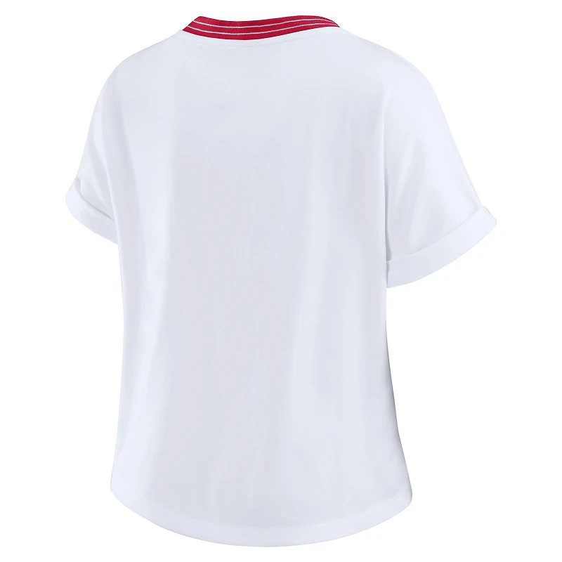 Women's WEAR by Erin Andrews White Arizona Cardinals Cropped Center Stripe Dolman T-Shirt