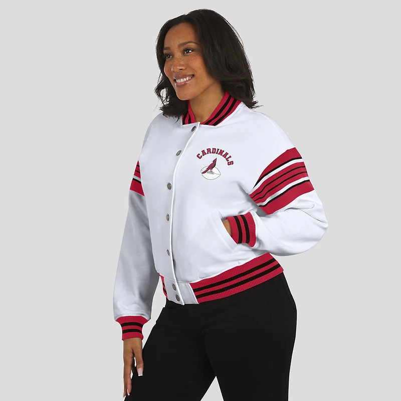 Veste polaire blanche à boutons-pression pour femme WEAR by Erin Andrews des Cardinals de l'Arizona