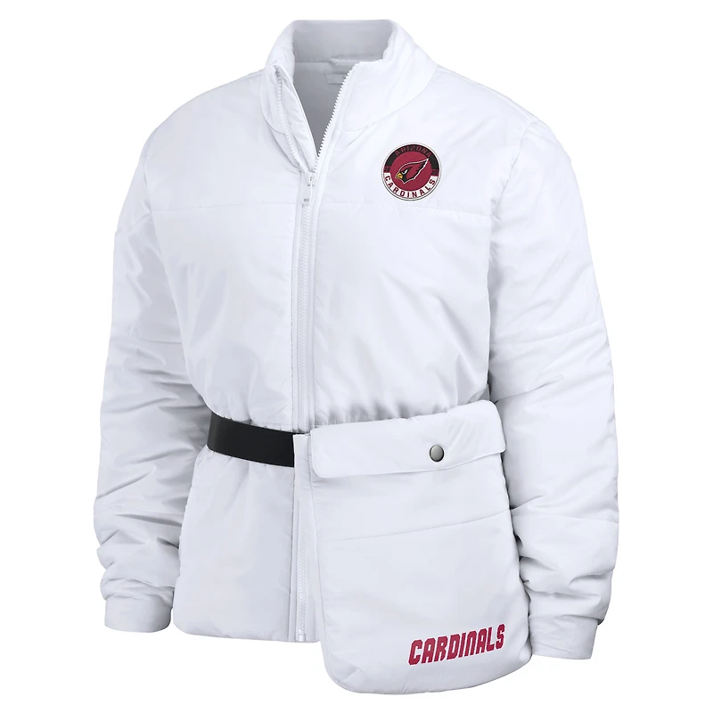 WEAR by Erin Andrews - Doudoune blanche à fermeture éclair intégrale Packaway des Cardinals de l'Arizona pour femmes