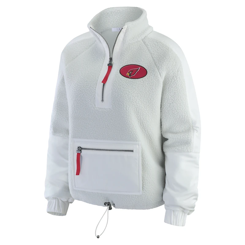 Women's WEAR by Erin Andrews White Arizona Cardinals Polar Fleece Half-Zip Jacket