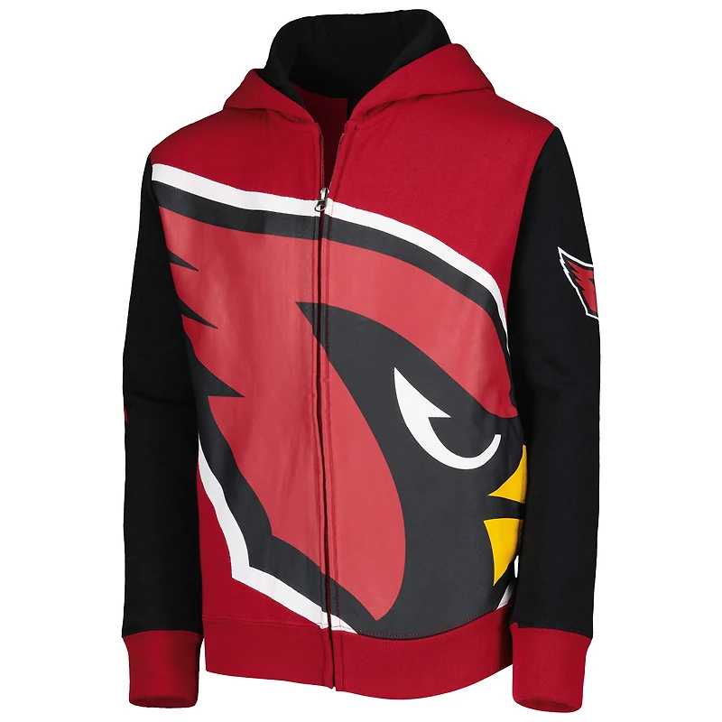 Sweat à capuche entièrement zippé Cardinal/Black Arizona Cardinals Poster Board pour jeune
