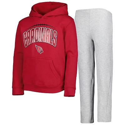 Ensemble sweat à capuche et pantalon Double Up Cardinal/Heather Grey Arizona Cardinals pour jeune