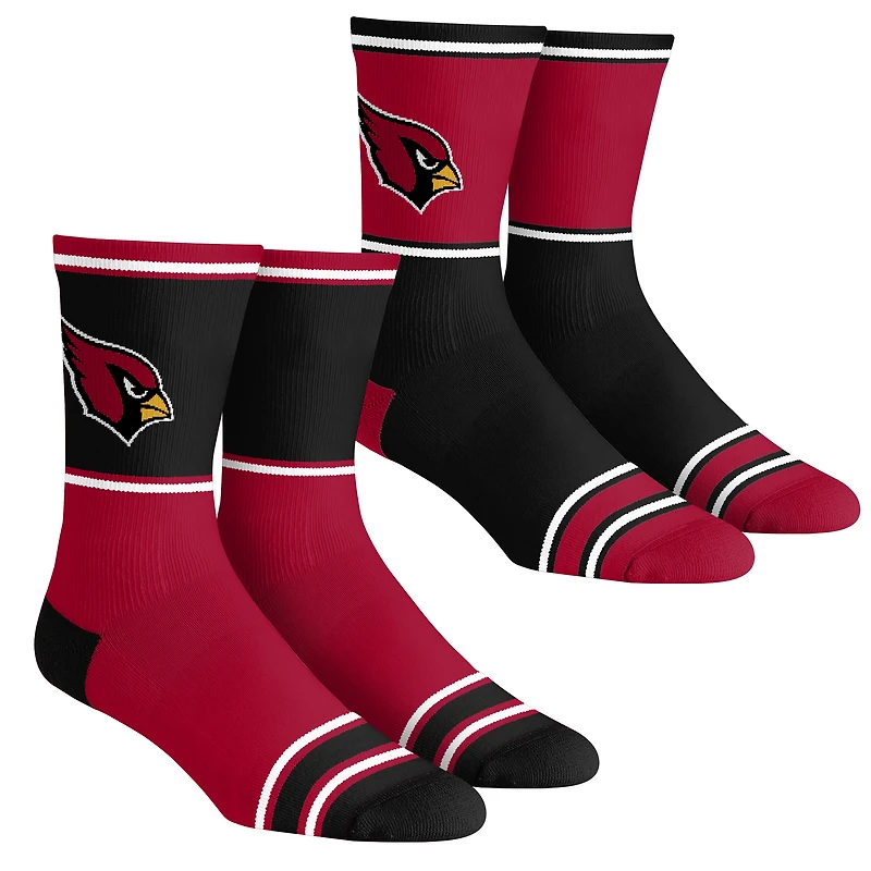 Lot de 2 paires de chaussettes à blocs de couleurs pour jeunes Rock Em Socks des Cardinals de l'Arizona