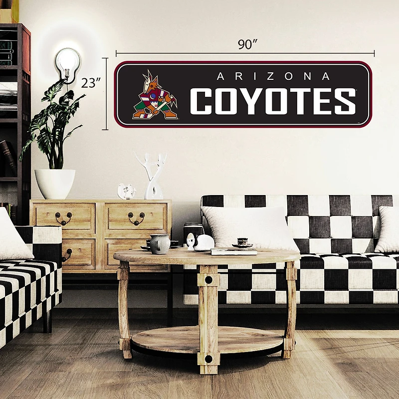 Coyotes de l'Arizona - Décalcomanie murale longue conception repositionnable de l'équipe 90'' x 23''
