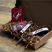 Arizona Coyotes - Coffret cadeau trois pièces en cuir avec étiquette personnalisée