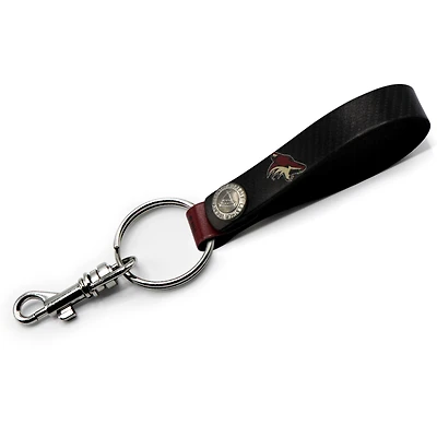 Black Arizona Coyotes Personalized Leather Loop Keychain