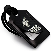 Étiquette de bagage en cuir personnalisée Coyotes de l'Arizona noir