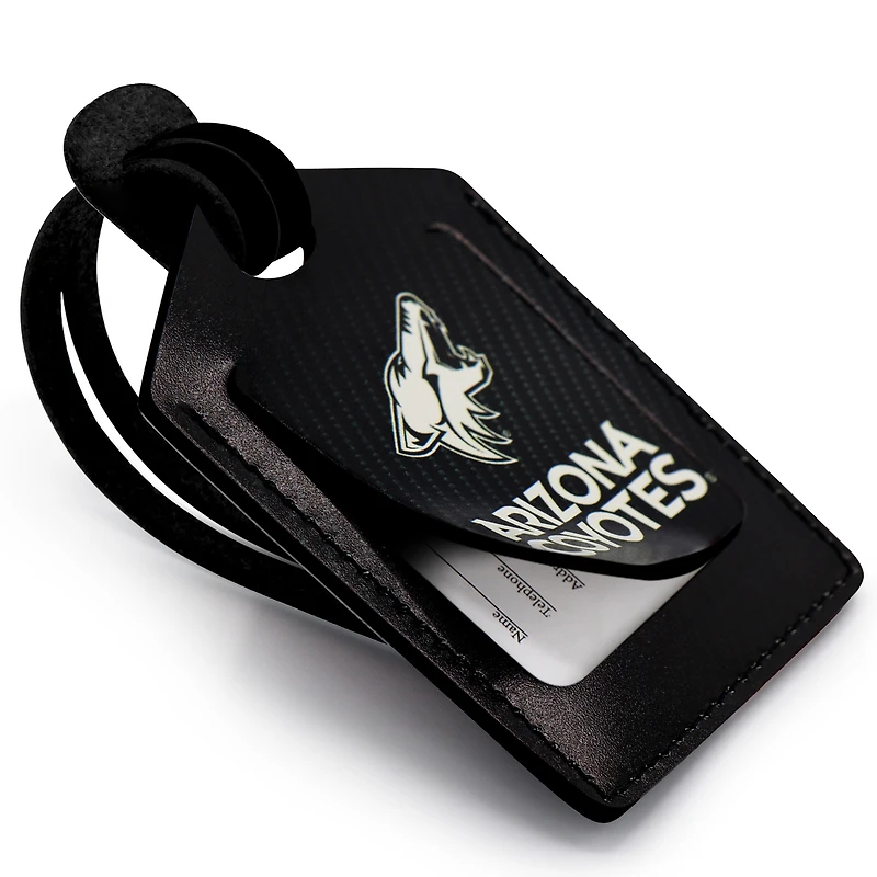 Étiquette de bagage en cuir personnalisée Coyotes l'Arizona noir