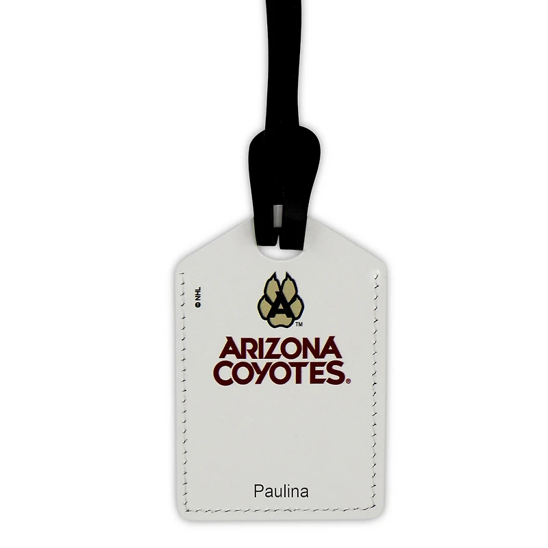 Étiquette de bagage en cuir personnalisée Coyotes de l'Arizona bordeaux