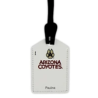 Étiquette de bagage en cuir personnalisée Coyotes de l'Arizona bordeaux