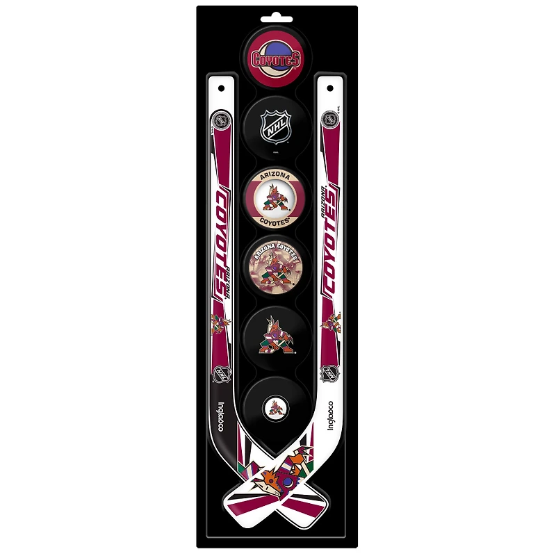 The Sports Vault Ensemble de huit mini bâtons de hockey et rondelles en mousse des Coyotes de l'Arizona