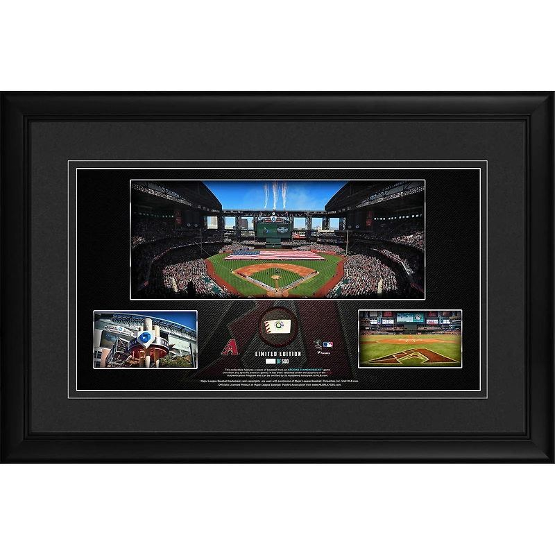 Arizona Diamondbacks Framed 10" x 18" Stadium Panoramic Collage with a Piece of Game-Used Baseball - Limited Edition of 500