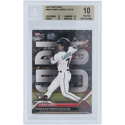 Corbin Carroll Arizona Diamondbacks 2023 Topps Now 1st Rookie in MLB History with 25 HR & 50 SB #898 BGS Authenticated 10 Rookie Card - 10,9.5,10,10 Subgrades