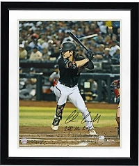 Corbin Carroll Arizona Diamondbacks Autographed 2023 National League Rookie of the Year 16" x 20" Black Jersey Hitting Photograph with "2023 NL ROY" Inscription