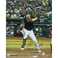 Corbin Carroll Arizona Diamondbacks Autographed 2023 National League Rookie of the Year 16" x 20" Black Jersey Hitting Photograph with "2023 NL ROY" Inscription
