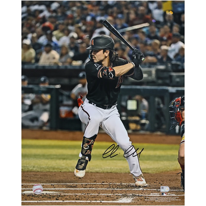 Photo dédicacée de Corbin Carroll, des Diamondbacks de l'Arizona, recrue de l'année 2023 de la Ligue nationale, maillot noir, 40 x 50 cm.
