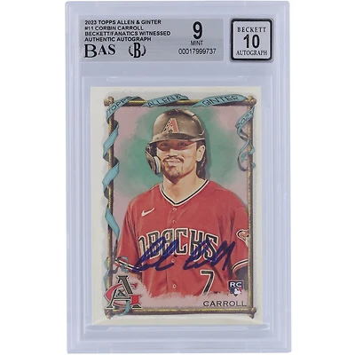 Corbin Carroll Arizona Diamondbacks autographié 2023 Topps Allen & Ginter # 11 Beckett Fanatics Witnessed Authenticated 9/10 Rookie Card