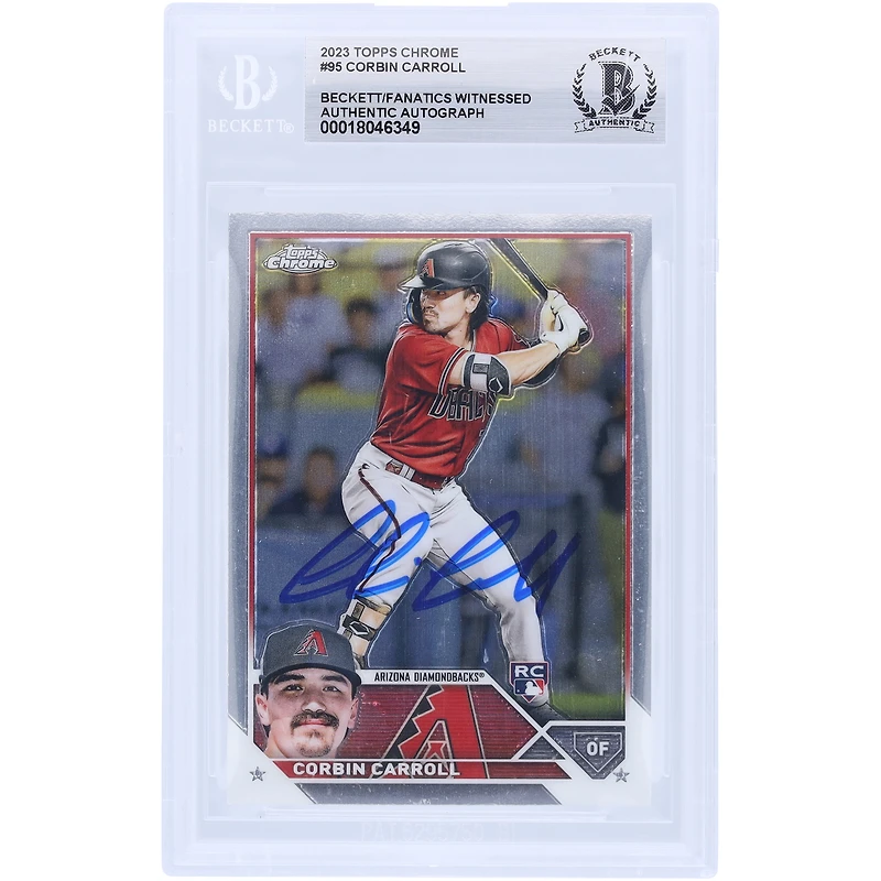 Corbin Carroll Arizona Diamondbacks Autographed 2023 Topps Chrome #95 Beckett Fanatics Witnessed Authenticated Rookie Card