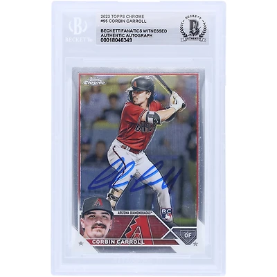 Corbin Carroll Arizona Diamondbacks Autographed 2023 Topps Chrome #95 Beckett Fanatics Witnessed Authenticated Rookie Card