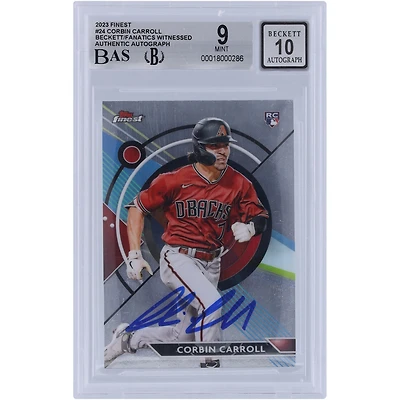 Corbin Carroll Arizona Diamondbacks Autographed 2023 Topps Finest #24 Beckett Fanatics Witnessed Authenticated 9/10 Rookie Card