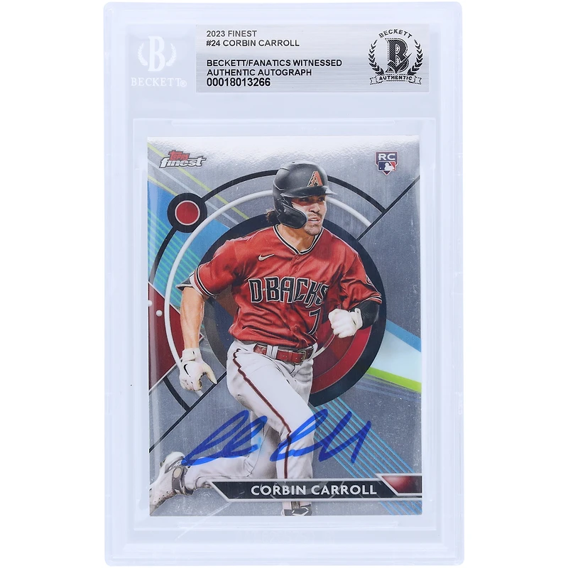 Corbin Carroll Arizona Diamondbacks autographié 2023 Topps Finest #24 Beckett Fanatics a vu une carte de recrue authentifiée