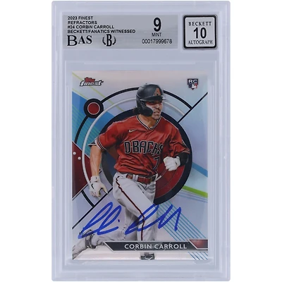 Corbin Carroll Arizona Diamondbacks autographié 2023 Topps Finest Refractor #24 Beckett Fanatics Witnessed Authenticated 9/10 Rookie Card