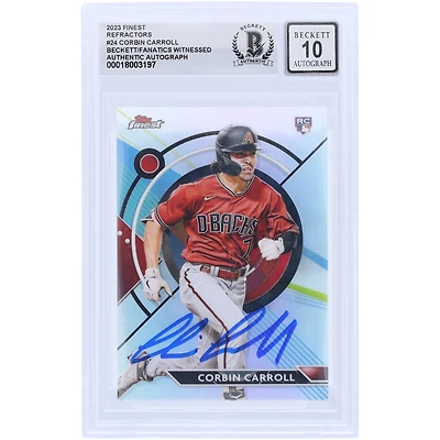 Corbin Carroll Arizona Diamondbacks autographié 2023 Topps Finest Refractors #24 Beckett Fanatics Witnessed Authenticated 10 Rookie Card