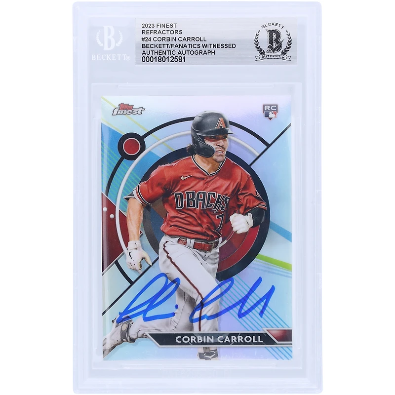 Corbin Carroll Arizona Diamondbacks Autographed 2023 Topps Finest Refractors #24 Beckett Fanatics Witnessed Authenticated Rookie Card