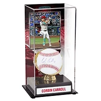 Vitrine de présentation de gants de baseball autographiés et de gants en or sublimés des Diamondbacks de Corbin Carroll avec image