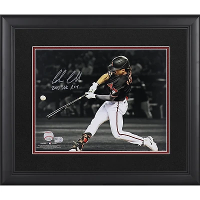 Corbin Carroll, Arizona Diamondbacks, photo encadrée autographiée de 11 x 35 cm, représentant un frappeur vedette, avec l'inscription « 2023 NL ROY »