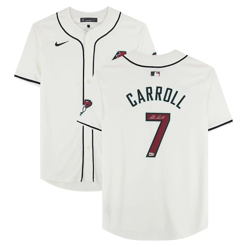 Maillot blanc Nike Limited autographié de Corbin Carroll (Arizona Diamondbacks)