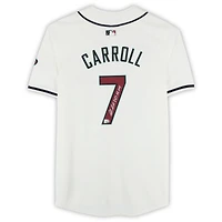 Maillot blanc Nike Limited autographié par Corbin Carroll des Arizona Diamondbacks avec inscription « Recrue de l'année 2023 de la Ligue nationale ».
