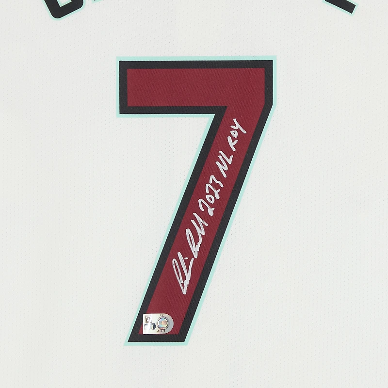 Corbin Carroll Arizona Diamondbacks Autographed White Nike Limited Jersey with "2023 NL ROY" Inscription