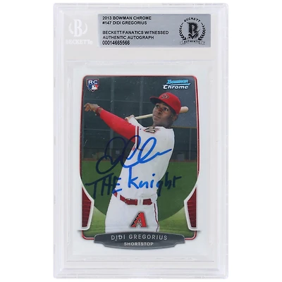 Carte de recrue autographiée 2013 Bowman Chrome #147 Beckett par Didi Gregorius des Diamondbacks de l'Arizona avec l'inscription « The Knight » et les fanatiques de Beckett ont été témoins