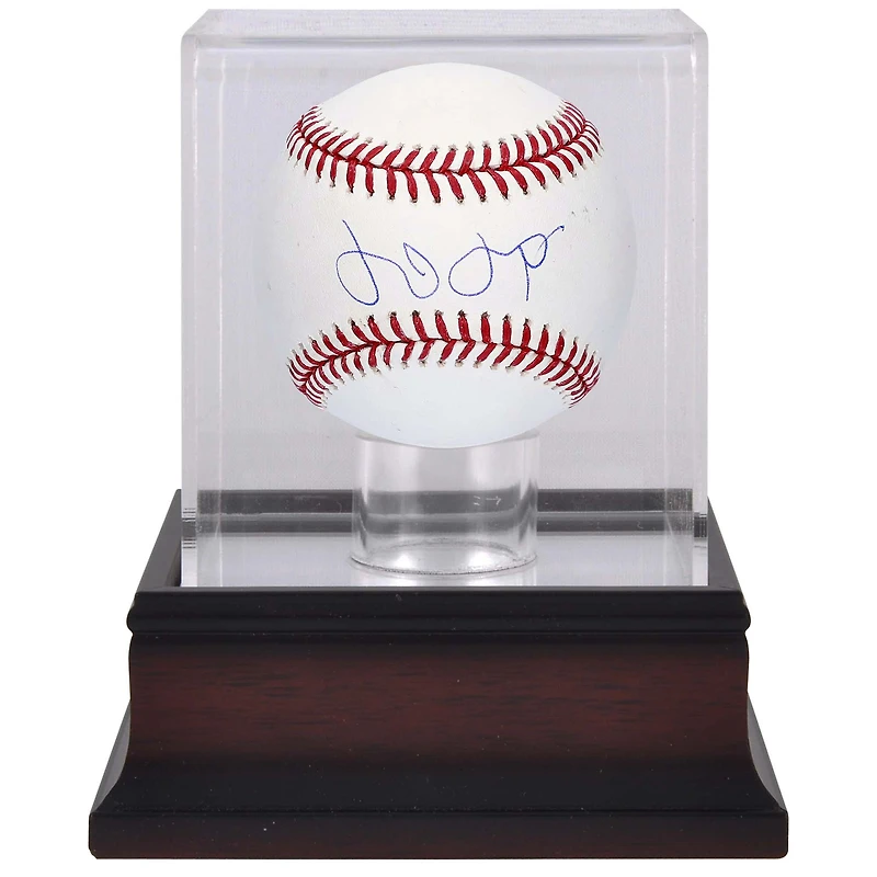 Balle de baseball autographiée par Eduardo Rodriguez des Arizona Diamondbacks et vitrine de présentation de balles de baseball en acajou