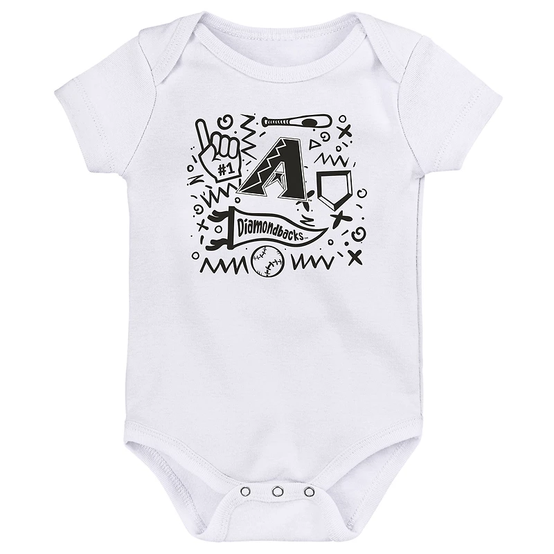 Infant  Black Arizona Diamondbacks Batter Up 3-Pack Bodysuit Set
