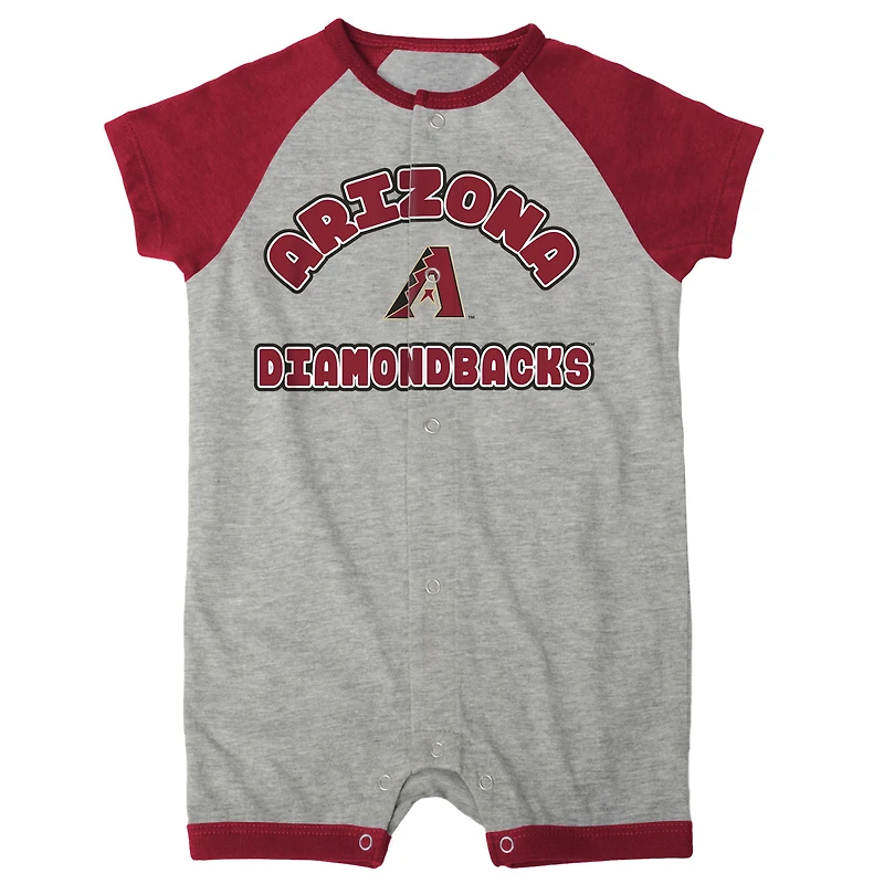 Arizona Diamondbacks Extra Base Hit Raglan Full-Snap Barboteuse gris chiné pour bébé