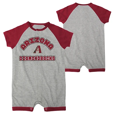 Infant  Heather Gray Arizona Diamondbacks Extra Base Hit Raglan Full-Snap Romper