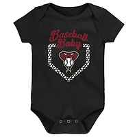Infant Red/Black/Pink Arizona Diamondbacks Baseball Baby 3-Pack Bodysuit Set