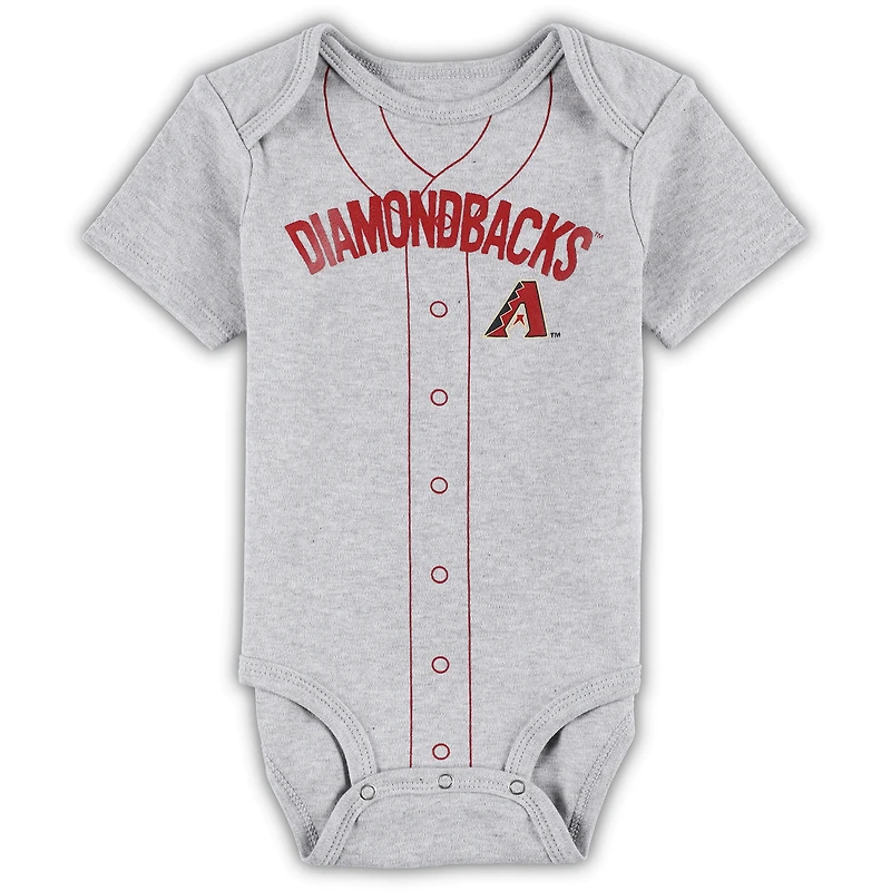 Ensemble de deux body Little Slugger blanc/gris chiné Arizona Diamondbacks pour bébé